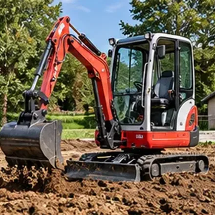 Compacte graafmachine bij grondwerk
